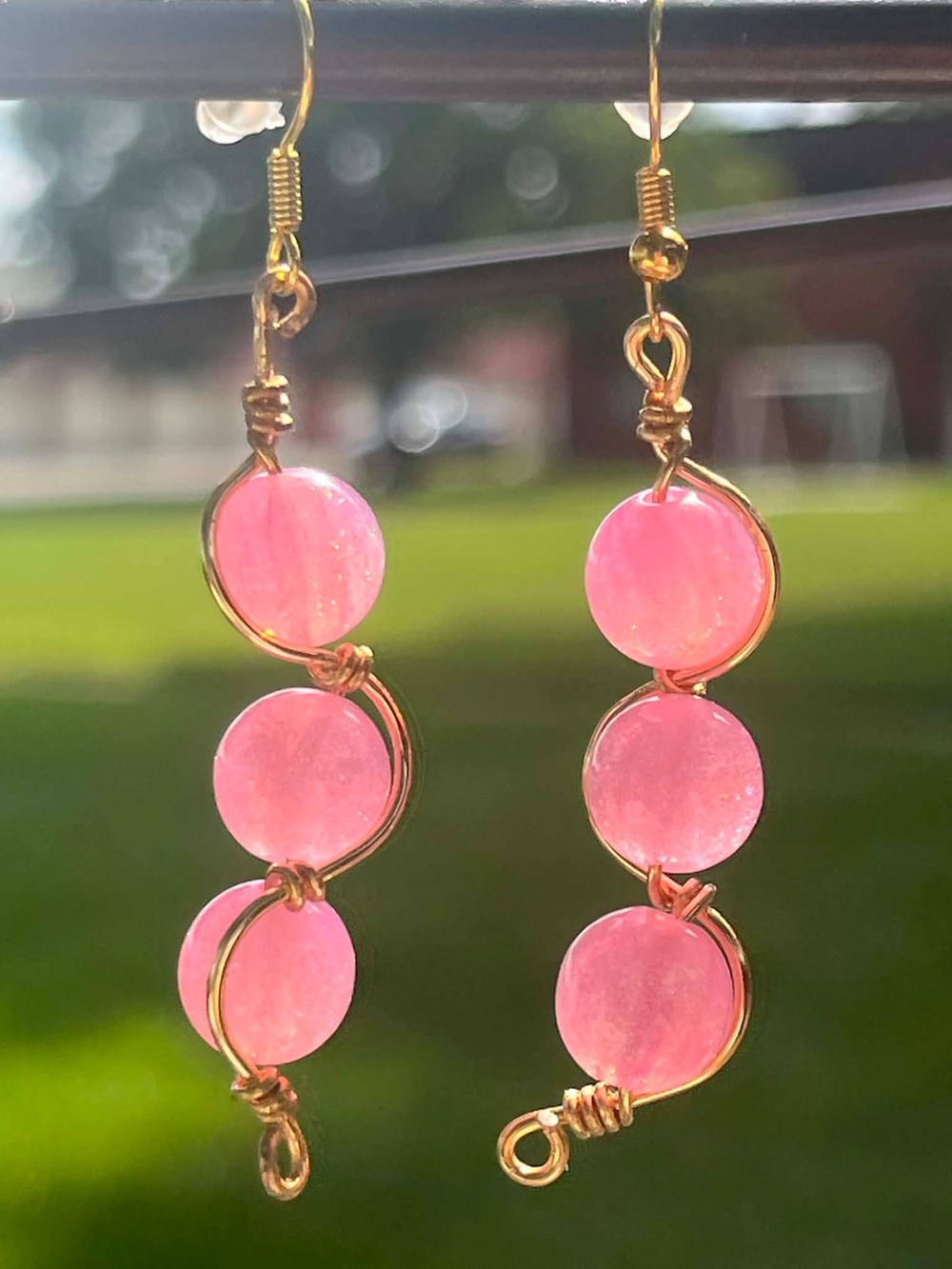 Lavender and Gold Wire dangle Earrings